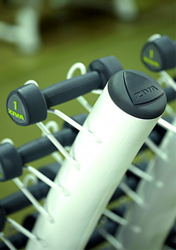 Стойка ZIVA для студийных гантелей на 30 пар белая Стойка ZIVA для студийных гантелей на 30 пар белая