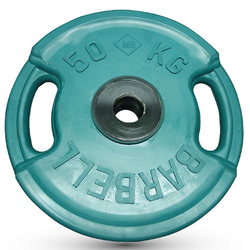 Блин обрезиненный (с ручками) зеленый MB 50 кг ф50 мм Евро - Классик