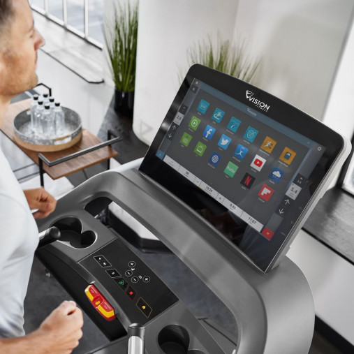 Беговая дорожка VISION T600E с консолью 22-дюйма, сенсорным экраном и поддержкой Virtual Active (виртуального ландшафта)