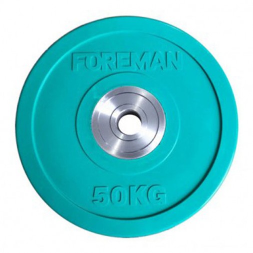 Диск бампированный обрезиненный цветной FOREMAN FM/BM-50KG-GN, вес: 50 кг Диск бампированный обрезиненный цветной FOREMAN FM/BM-50KG-GN, вес: 50 кг