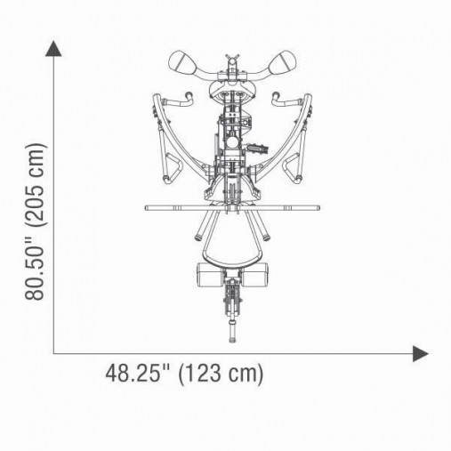 Схема Мультистанции Hoist V4 с габаритами ширины и длины тренажера Схема Мультистанции Hoist V4 с габаритами ширины и длины тренажера