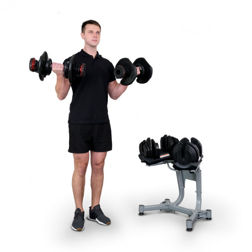 Пара гантелей с регулировкой веса Liveup LS2315 (5-40 кг) на подставке Пара гантелей с регулировкой веса Liveup LS2315 (5-40 кг) на подставке