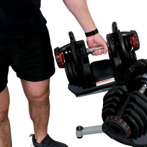 Пара гантелей с регулировкой веса Liveup LS2315 (5-40 кг) на подставке Пара гантелей с регулировкой веса Liveup LS2315 (5-40 кг) на подставке