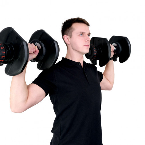 Пара гантелей с регулировкой веса Liveup LS2315 (5-40 кг) на подставке Пара гантелей с регулировкой веса Liveup LS2315 (5-40 кг) на подставке