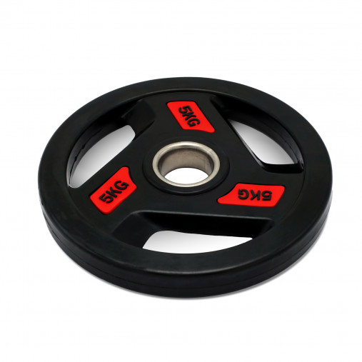 Диск обрезиненный с 3-мя хватами 5 кг UNIX Fit PRO, 51 мм, олимпийский, красный