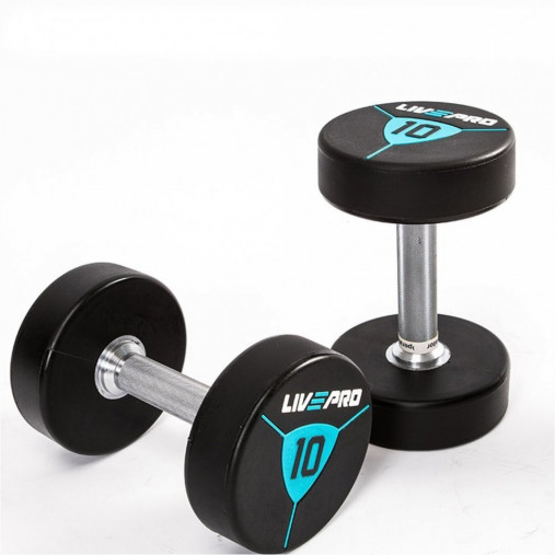 Гантели в уретане LIVEPRO Premium Urethane Dumbbells 2 кг, черный/синий (пара)