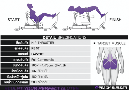 Ягодичный мост серии Peach Builder PB401 на свободном весе (нагружаемый дисками 50мм)